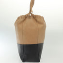 CELINE Hand Bag Leather Beige Gold Auth ep10443-4