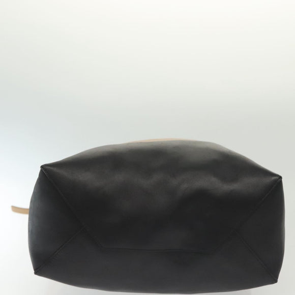 CELINE Hand Bag Leather Beige Gold Auth ep10443