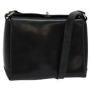 GUCCI Shoulder Bag Leather Black Gold Auth ep10445-1