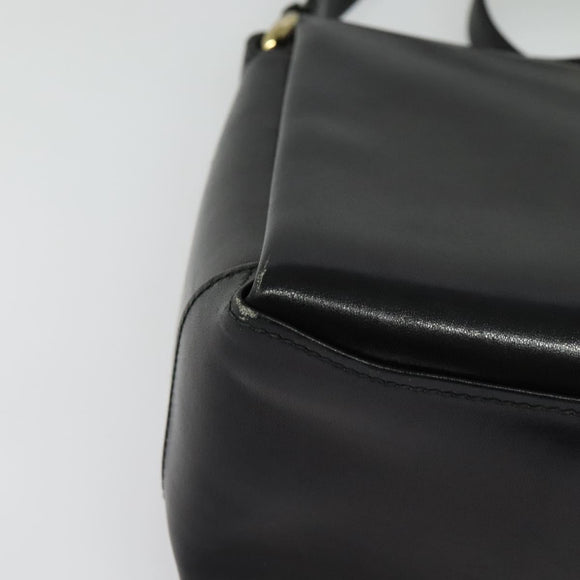 GUCCI Shoulder Bag Leather Black Gold Auth ep10445