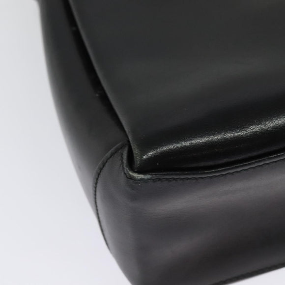 GUCCI Shoulder Bag Leather Black Gold Auth ep10445