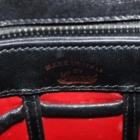 GUCCI Shoulder Bag Leather Black Gold Auth ep10445