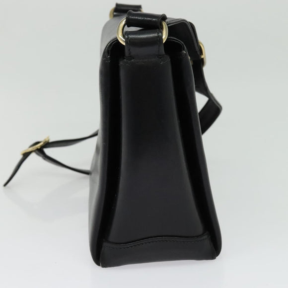 GUCCI Shoulder Bag Leather Black Gold Auth ep10445