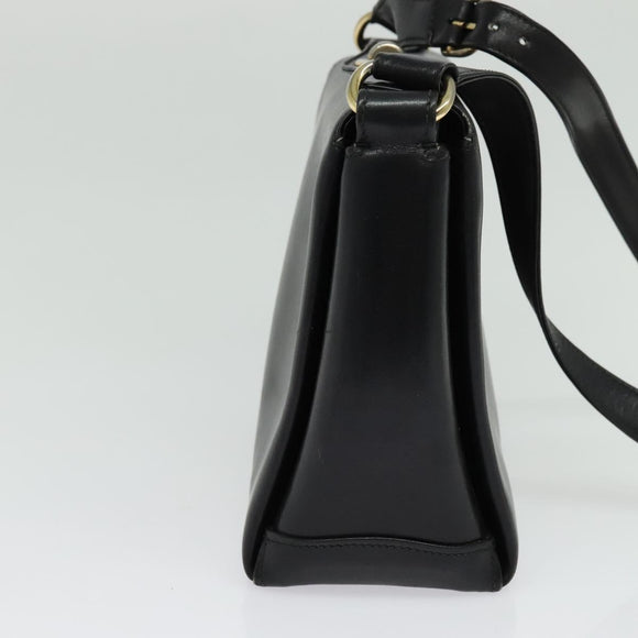 GUCCI Shoulder Bag Leather Black Gold Auth ep10445