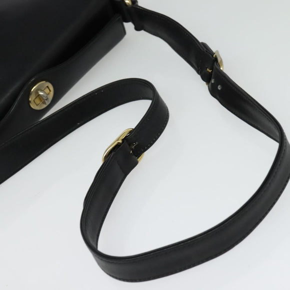 GUCCI Shoulder Bag Leather Black Gold Auth ep10445