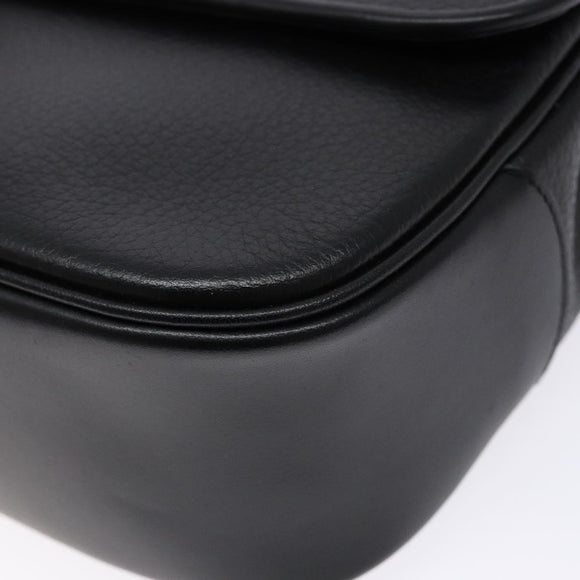 Burberrys Hand Bag Leather Black Gold Auth ep10446