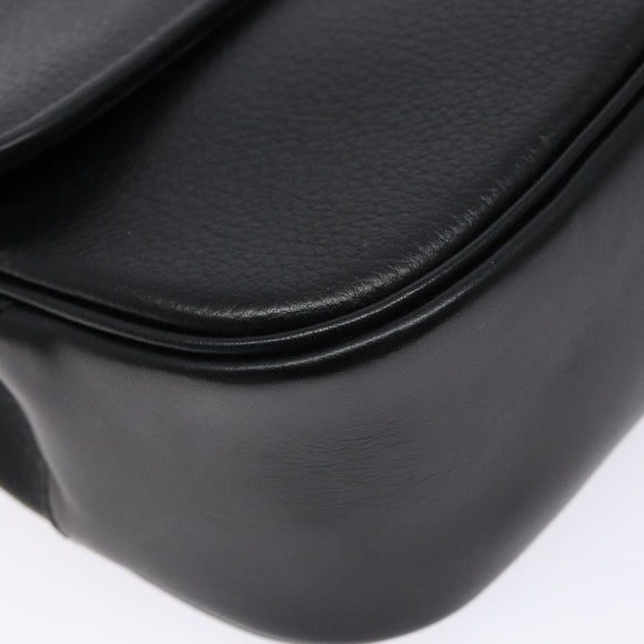 Burberrys Hand Bag Leather Black Gold Auth ep10446