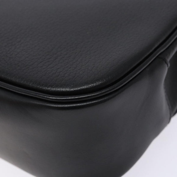 Burberrys Hand Bag Leather Black Gold Auth ep10446