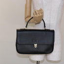 Burberrys Hand Bag Leather Black Gold Auth ep10446-21