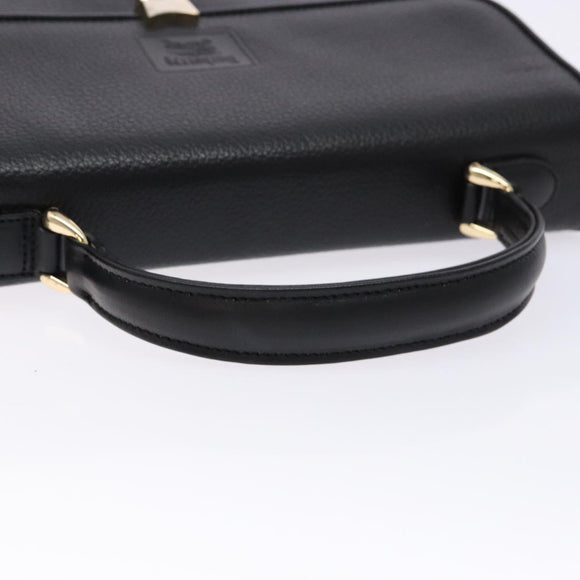 Burberrys Hand Bag Leather Black Gold Auth ep10446