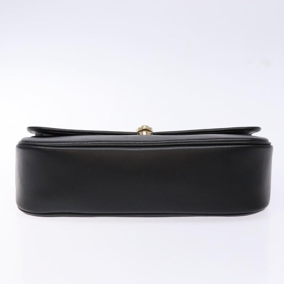 Burberrys Hand Bag Leather Black Gold Auth ep10446