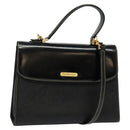 Burberrys Hand Bag Leather 2way Black Gold Auth ep10449-1