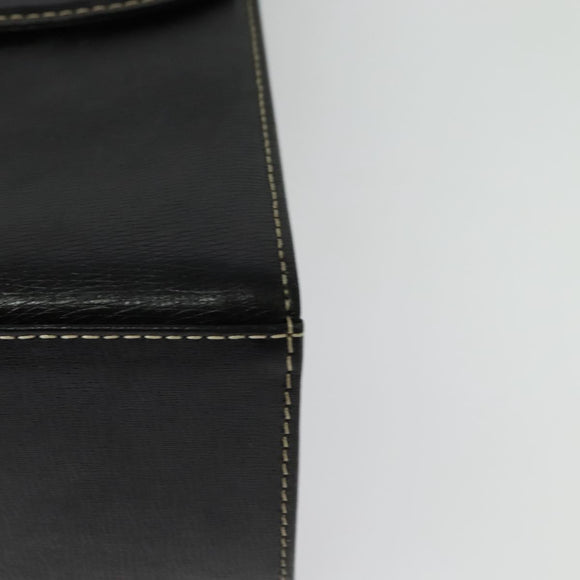 Burberrys Hand Bag Leather 2way Black Gold Auth ep10449