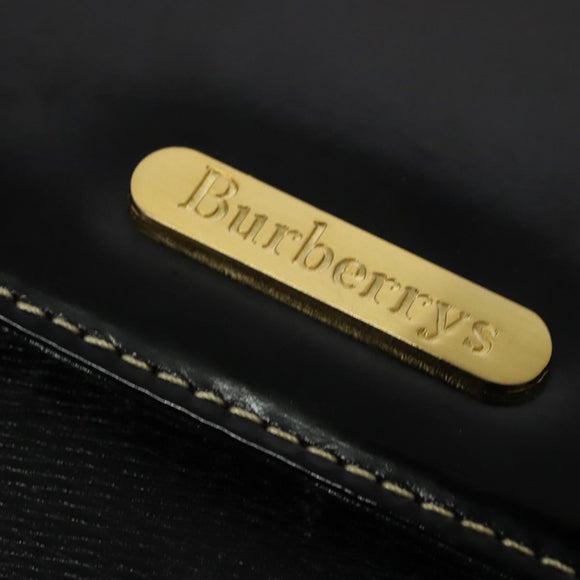 Burberrys Hand Bag Leather 2way Black Gold Auth ep10449