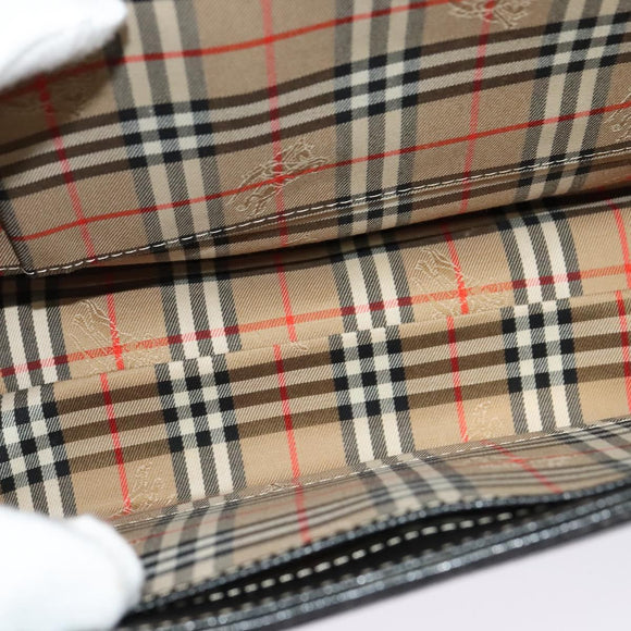 Burberrys Hand Bag Leather 2way Black Gold Auth ep10449