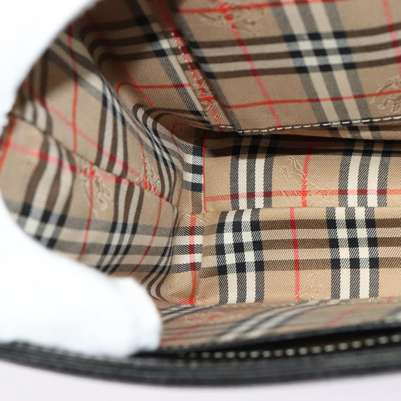 Burberrys Hand Bag Leather 2way Black Gold Auth ep10449