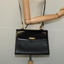 Burberrys Hand Bag Leather 2way Black Gold Auth ep10449-22