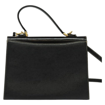 Burberrys Hand Bag Leather 2way Black Gold Auth ep10449 - 0