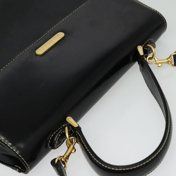 Burberrys Hand Bag Leather 2way Black Gold Auth ep10449