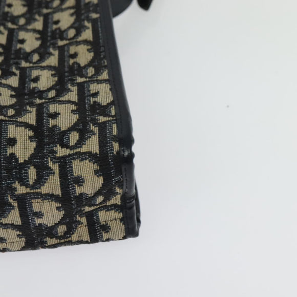 Christian Dior Trotter Canvas Shoulder Bag Navy Gold Auth ep10451