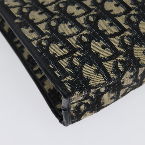 Christian Dior Trotter Canvas Shoulder Bag Navy Gold Auth ep10451