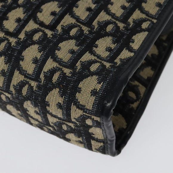 Christian Dior Trotter Canvas Shoulder Bag Navy Gold Auth ep10451