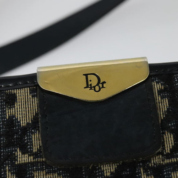 Christian Dior Trotter Canvas Shoulder Bag Navy Gold Auth ep10451