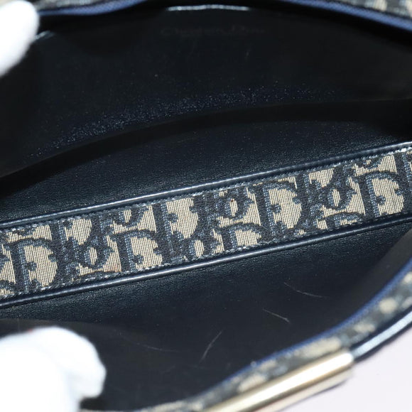 Christian Dior Trotter Canvas Shoulder Bag Navy Gold Auth ep10451
