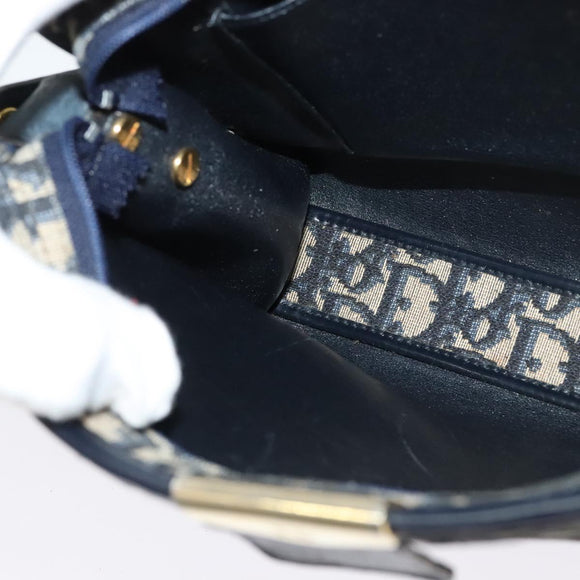 Christian Dior Trotter Canvas Shoulder Bag Navy Gold Auth ep10451