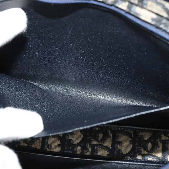 Christian Dior Trotter Canvas Shoulder Bag Navy Gold Auth ep10451