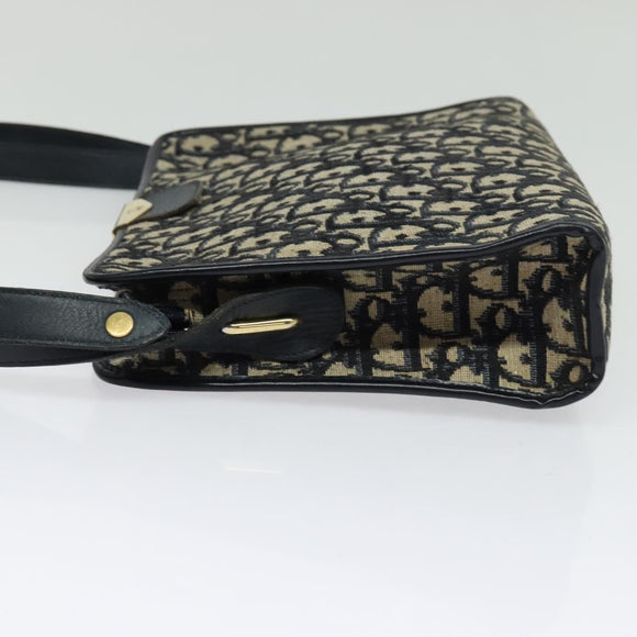 Christian Dior Trotter Canvas Shoulder Bag Navy Gold Auth ep10451
