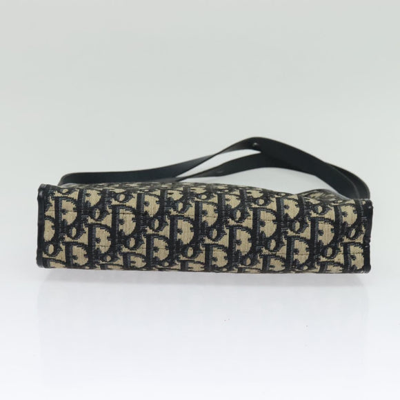 Christian Dior Trotter Canvas Shoulder Bag Navy Gold Auth ep10451