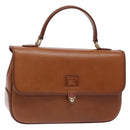 Burberrys Hand Bag Leather Brown Gold Auth ep10452-1