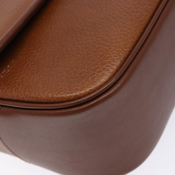 Burberrys Hand Bag Leather Brown Gold Auth ep10452