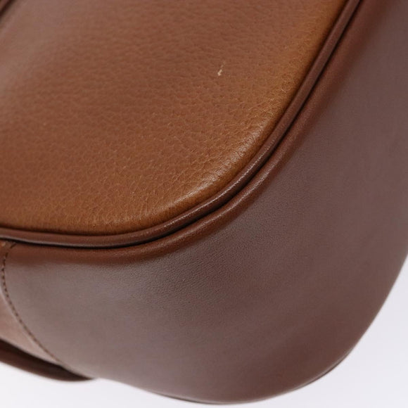 Burberrys Hand Bag Leather Brown Gold Auth ep10452