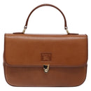 Burberrys Hand Bag Leather Brown Gold Auth ep10452-13