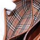 Burberrys Hand Bag Leather Brown Gold Auth ep10452-20