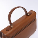 Burberrys Hand Bag Leather Brown Gold Auth ep10452-6