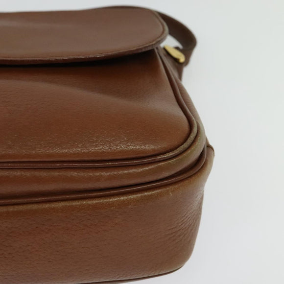 Burberrys Shoulder Bag Leather Brown Gold Auth ep10453