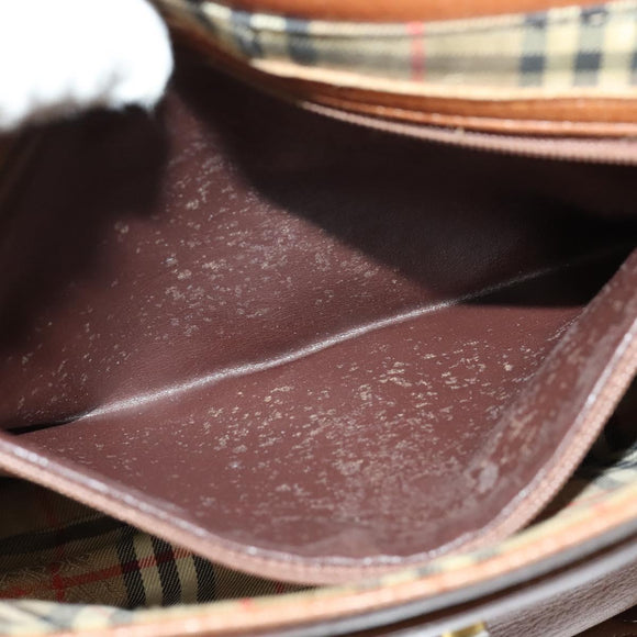 Burberrys Shoulder Bag Leather Brown Gold Auth ep10453