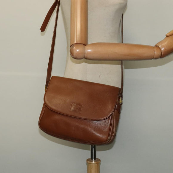 Burberrys Shoulder Bag Leather Brown Gold Auth ep10453