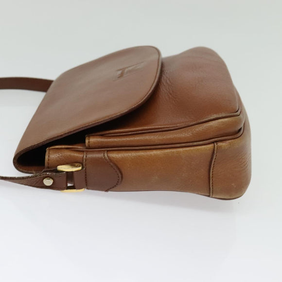 Burberrys Shoulder Bag Leather Brown Gold Auth ep10453