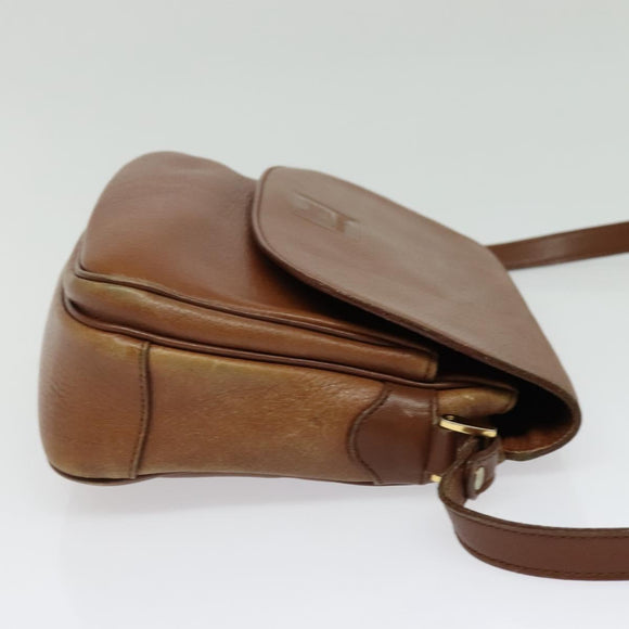 Burberrys Shoulder Bag Leather Brown Gold Auth ep10453