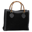 GUCCI Bamboo Hand Bag Suede Leather Black Gold 002 2853 0260 0 Auth ep10456-1