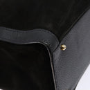 GUCCI Bamboo Hand Bag Suede Leather Black Gold 002 2853 0260 0 Auth ep10456-13