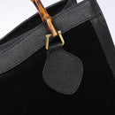 GUCCI Bamboo Hand Bag Suede Leather Black Gold 002 2853 0260 0 Auth ep10456-14