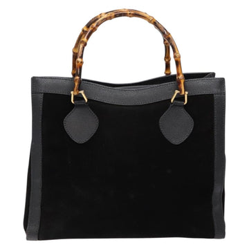 GUCCI Bamboo Hand Bag Suede Leather Black Gold 002 2853 0260 0 Auth ep10456 - 0