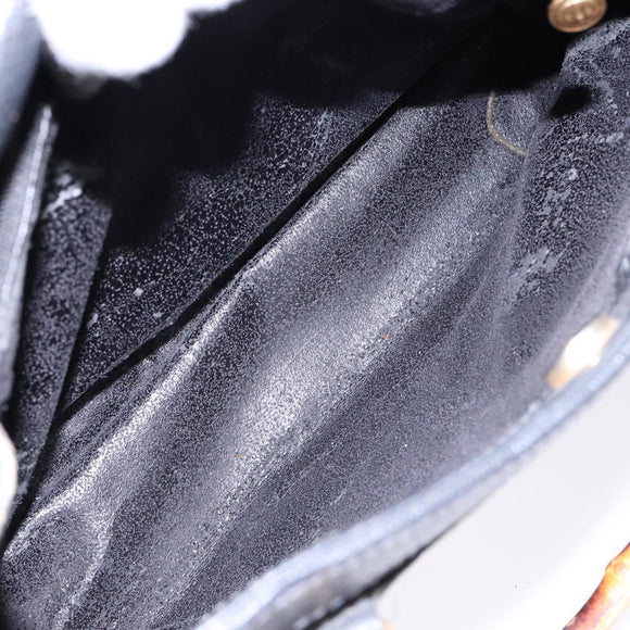 GUCCI Bamboo Hand Bag Suede Leather Black Gold 002 2853 0260 0 Auth ep10456