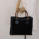 GUCCI Bamboo Hand Bag Suede Leather Black Gold 002 2853 0260 0 Auth ep10456-23