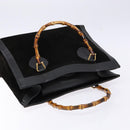 GUCCI Bamboo Hand Bag Suede Leather Black Gold 002 2853 0260 0 Auth ep10456-6